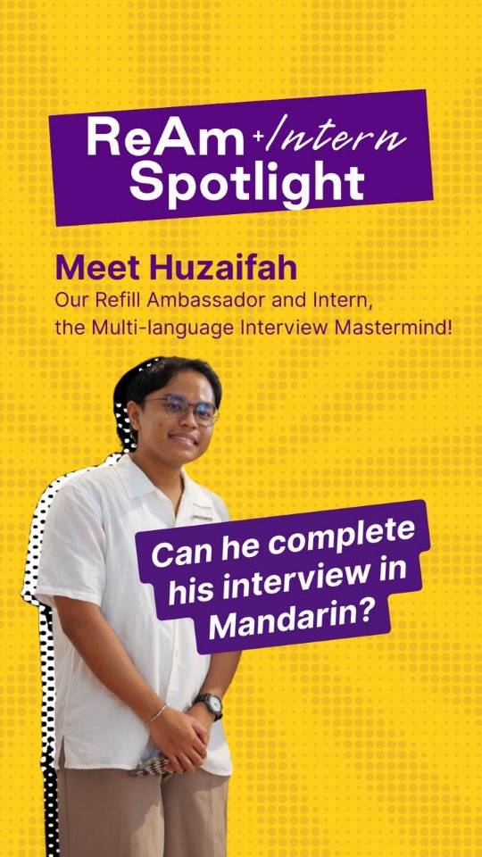 Introducing the Mastermind behind the multi-language challenge... and now it's his turn. 😈
Let's hear it from Huzi on why he decided to Join Ecoworks - in Mandarin! 

Our talented ReAms use their mother tongues to connect with the community and share the importance of reuse - some are even on their way to becoming trilingual! 💬🌏

#Reuse #Refill #RefillNotLandfill #RefillSystems #BYO #WasteLess #GoGreenSG #Community #Mothertongue #Multilanguage
