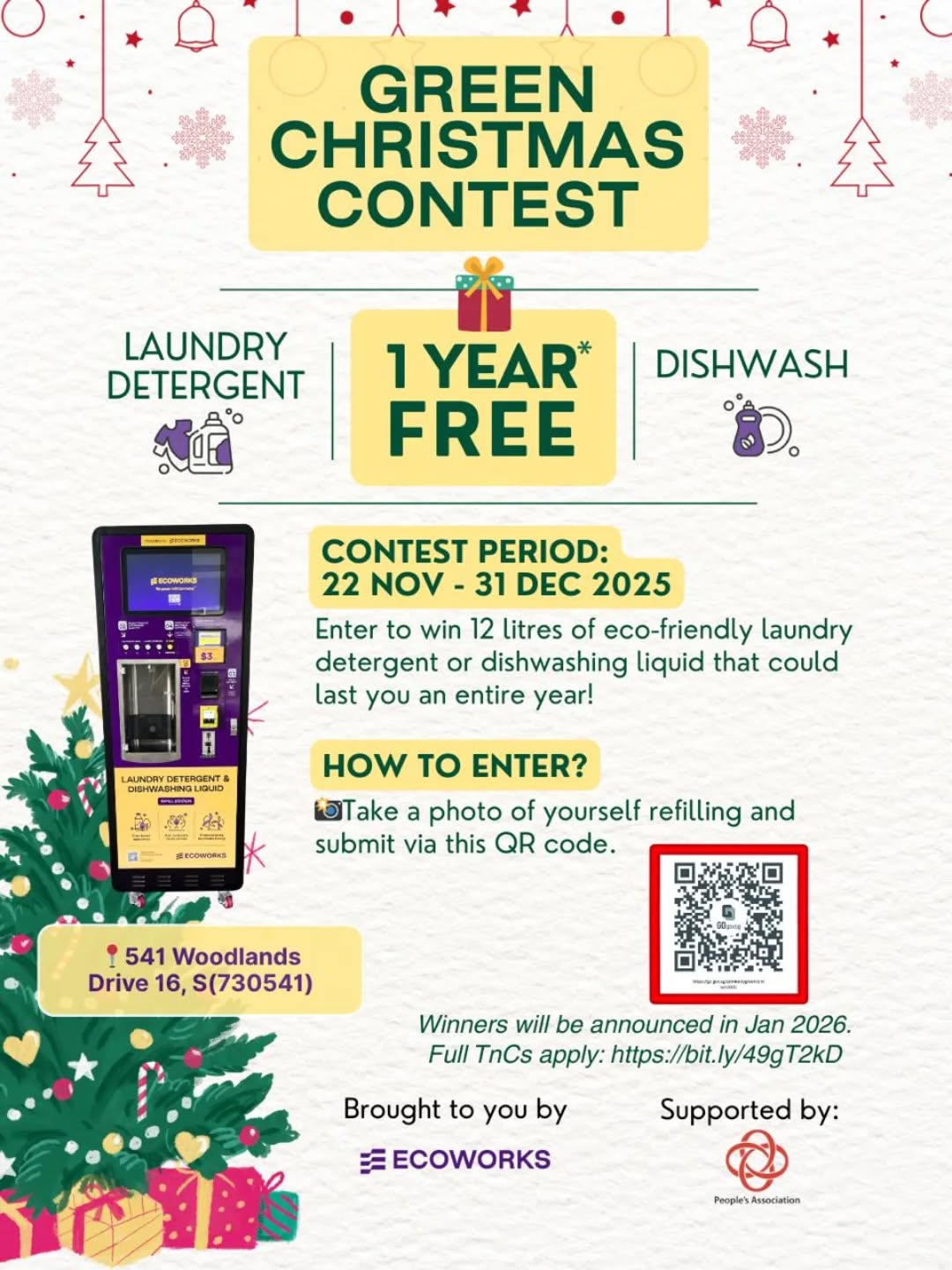 [WIN A YEAR'S SUPPLY OF DETERGENT OR DISHWASHING LIQUID] 

🎄Contest period: 22 Nov - 31 Dec

Simply take a photo of yourself refilling at either Blk 541 Woodlands Drive 16 or Blk 643 Senja Close and follow the respective submission instructions.
Good luck! 

@our_admiralty

#Refillnotlandfill #ecolaundrydetergent #ecoworks #ecodishwashingliquid #GreenChristmasContest #zhenghuarn #admiralty #contestsg #giveaway"